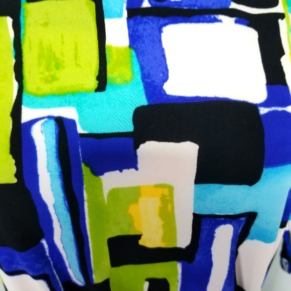 KIARA Dress Women's Size Small Abstract Print Blue Aqua & Chartreuse - Picture 5 of 7